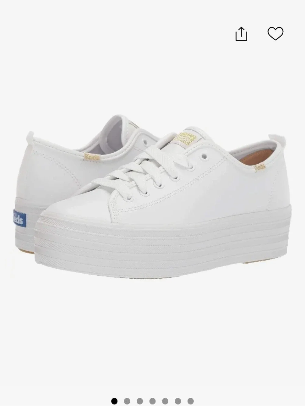 Keds White LEATHER Platform Triple-Stack Lace-Up Sneakers